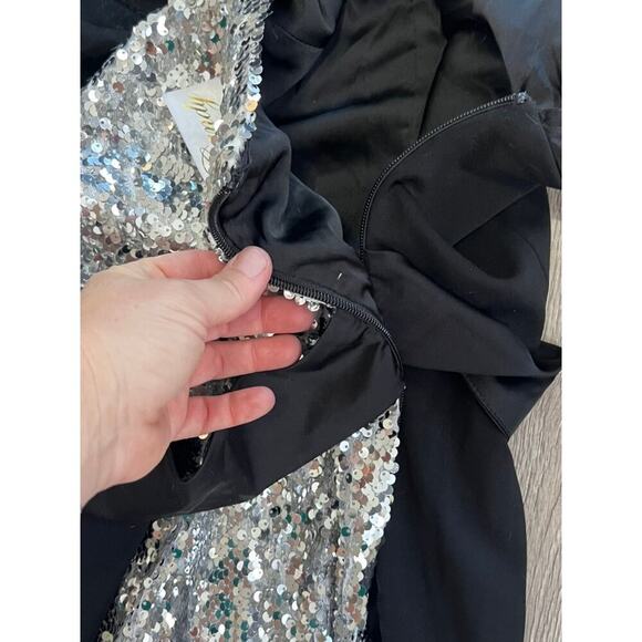 NWT Eye Candy Silver night sequin and black blazer coat combo going out party - Picture 12 of 13